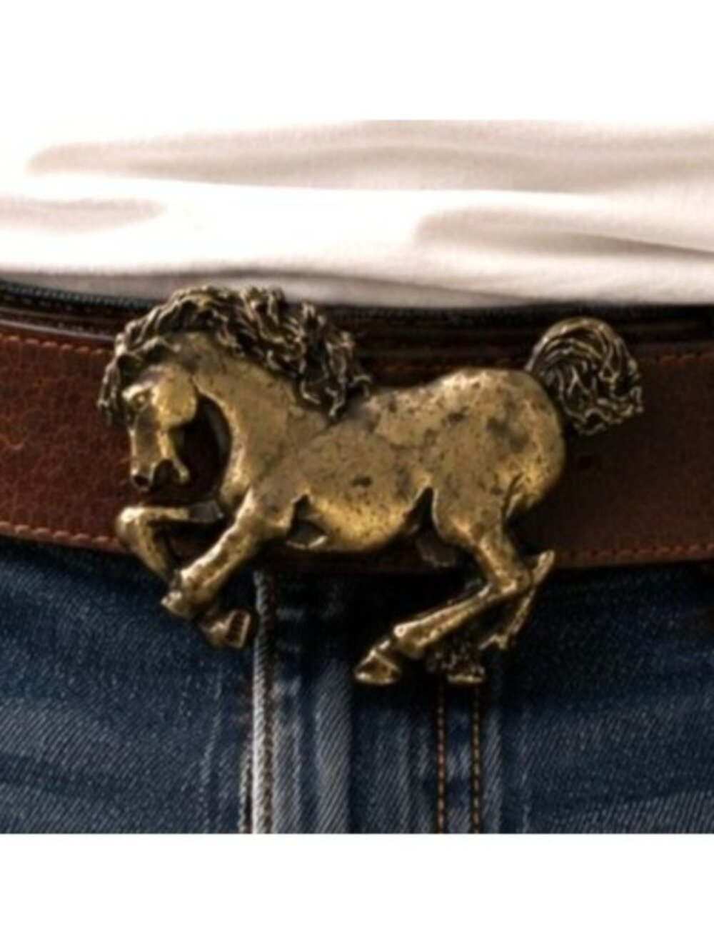 Vintage Brass Horse Belt Buckle Made In Canada Western Style Equestrian Design